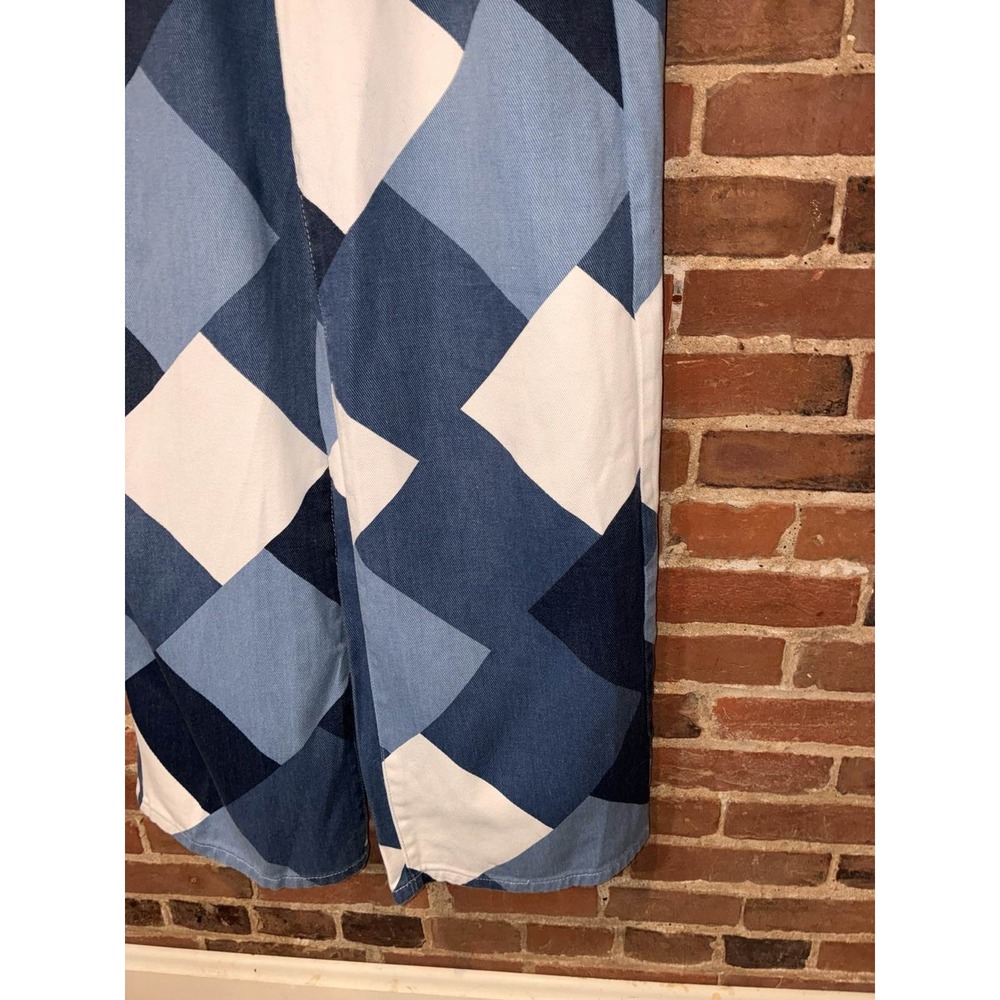 Blue White‎ Diamond Pattern Wide Leg Jeans - Picture 5 of 9